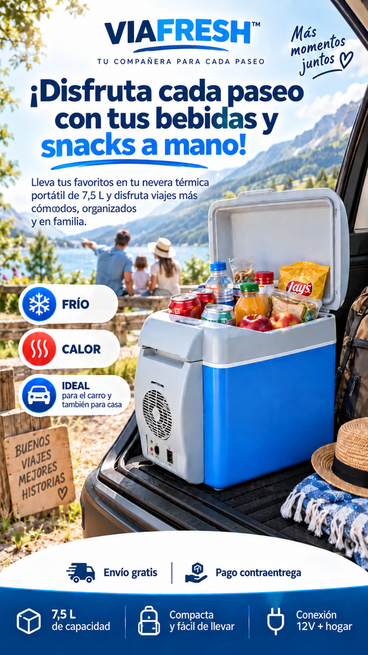 VIAFRESH™ | Mini Nevera Portátil Frío y Calor 7,5 L