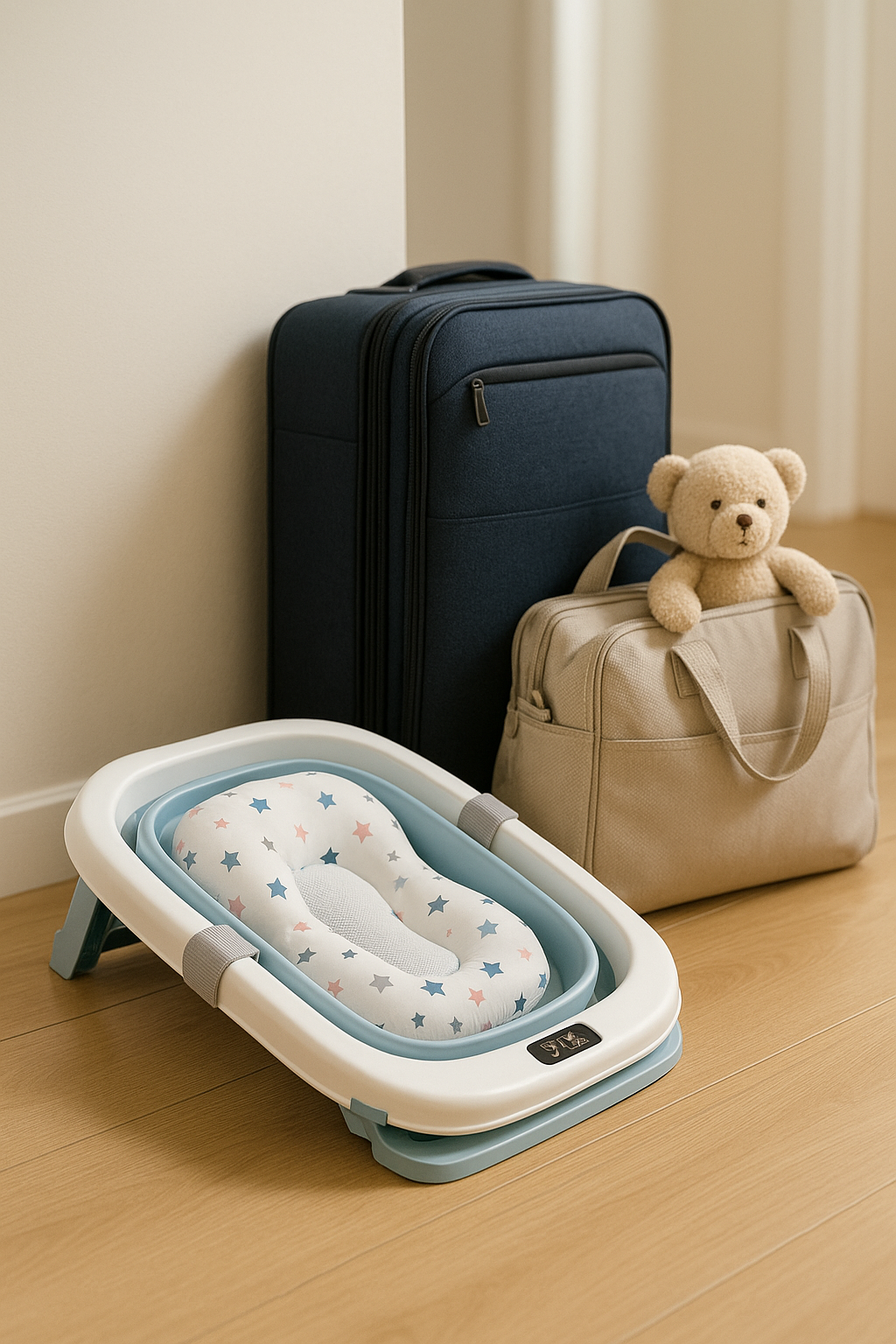 BAÑERA RETRÁCTIL CON COJÍN PARA BEBÉS