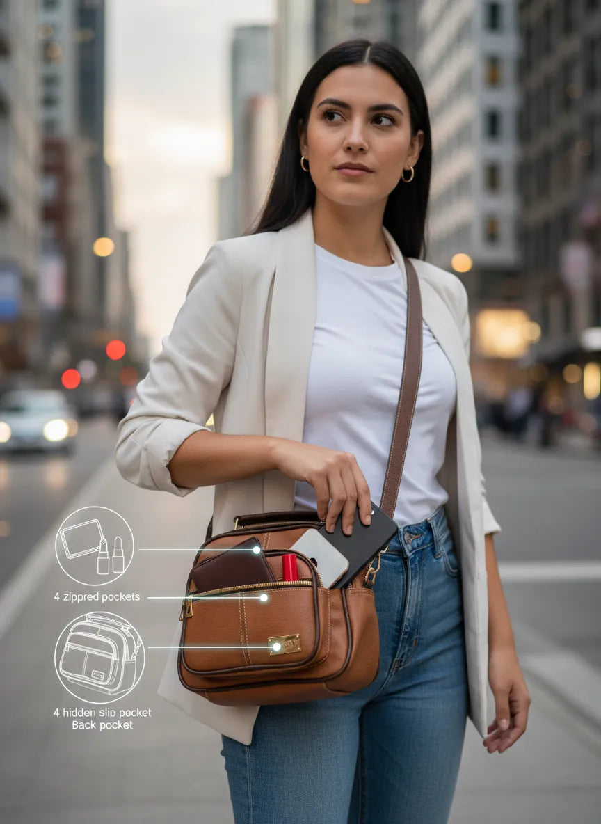 UrbanChic™ – El Bolso Multi-Bolsillos que Eleva tu Estilo y Te Mantiene Organizada
